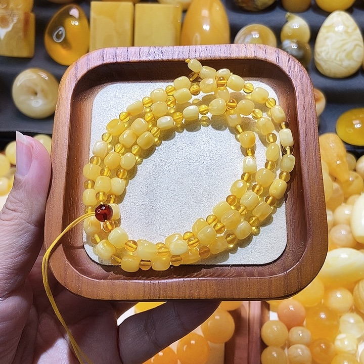 琥珀未镶嵌手链天然蜜蜡