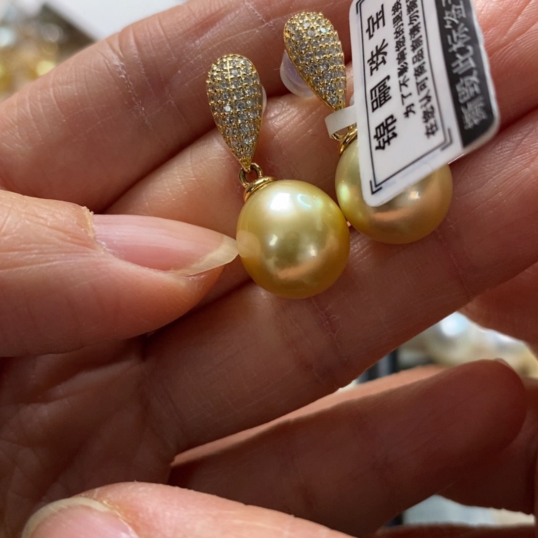 海水珍珠耳饰银S925镶嵌