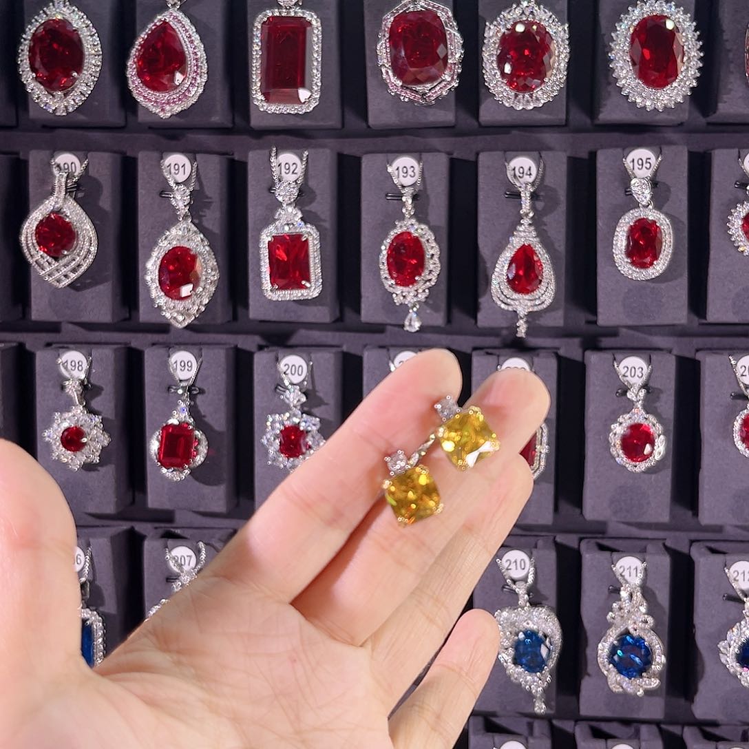 耳饰蓝宝石银S925镶嵌