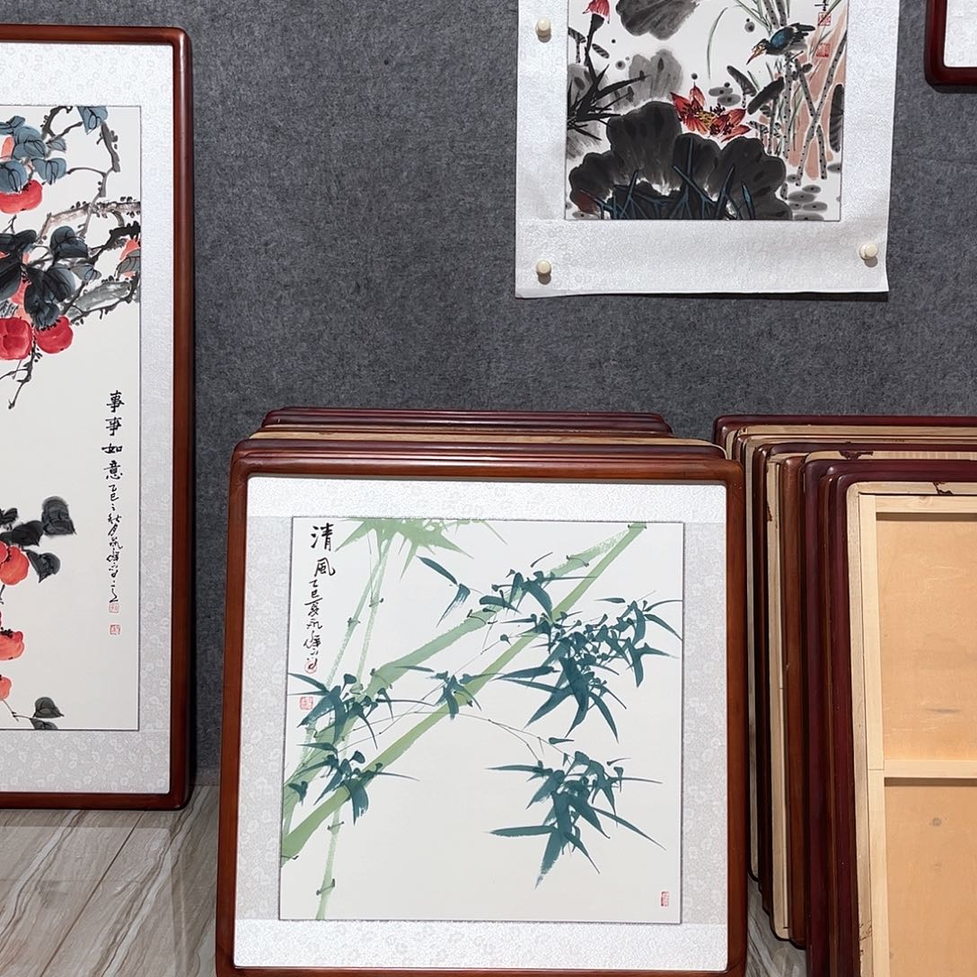 国画书画作品带框63×63