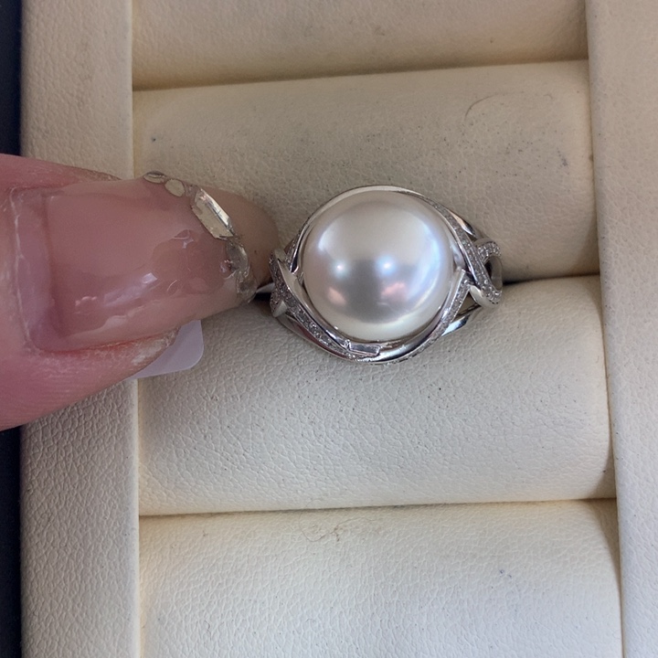 银S925镶嵌戒指海水珍珠