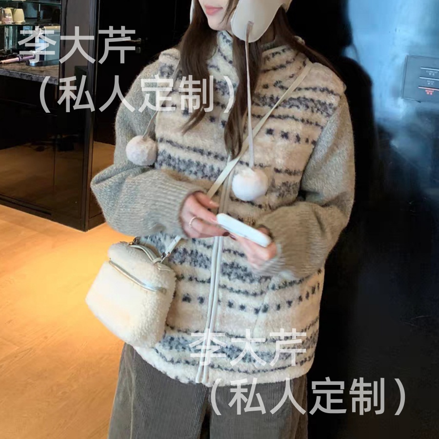 （费尔岛花纹）立领马甲  美式复古时尚羊羔毛秋冬休闲慵懒宽松显瘦