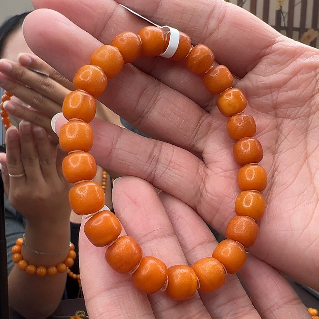 裸石蜜蜡未镶嵌燕*姐橘皮手串8mm