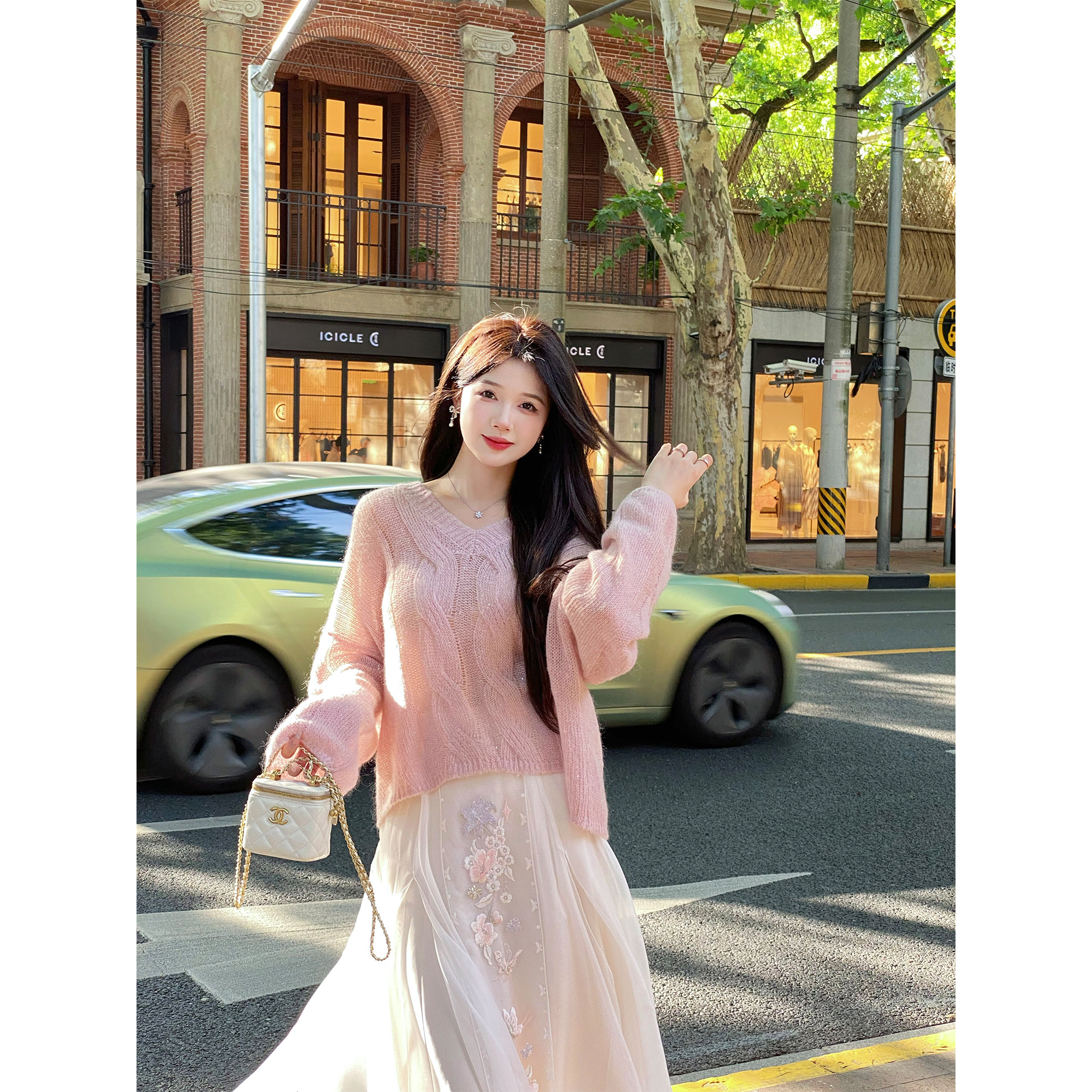 GA 盈瓷慵懒温柔风毛衣女秋装针织镂空套头毛衣4色 24FW0203