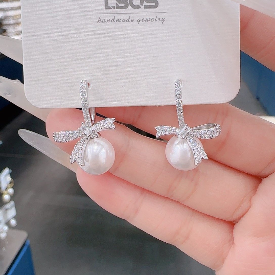 铜合金锆石925银耳环 