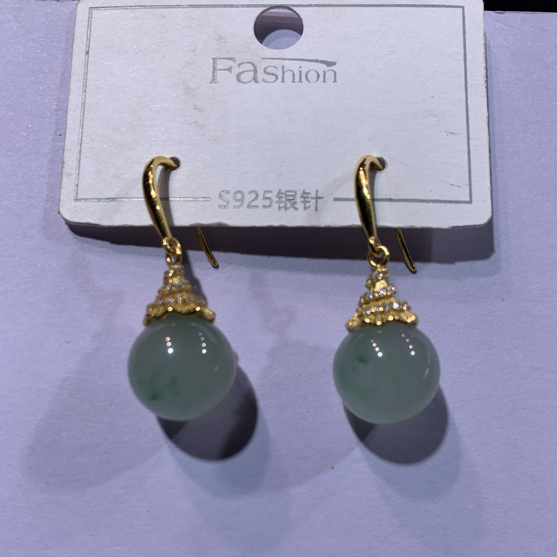 天然非洲翠园珠耳环925银多样性发其一