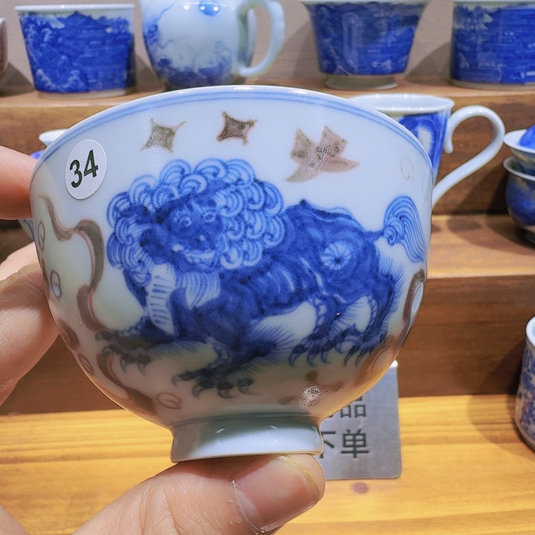 泥塑主人杯手工手绘