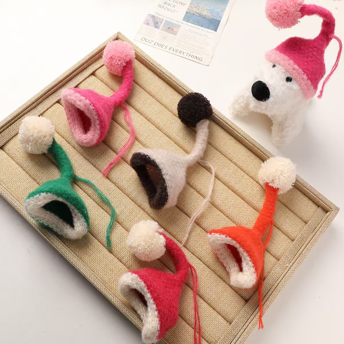 可爱慵懒感迷你针织小帽子DIY宠物公仔服饰装饰配件