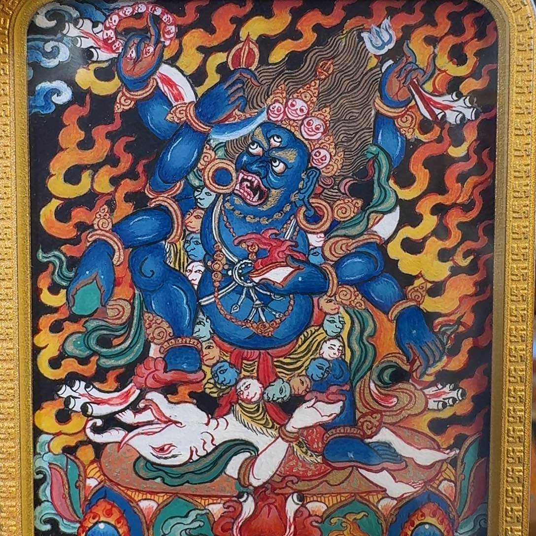 吴***杰吊坠热贡纯手绘唐卡大黑天