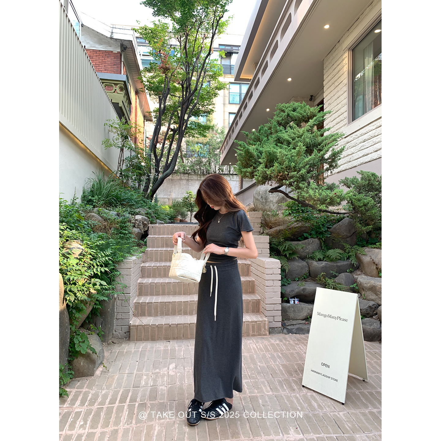 外卖到了「马吉la2.0」松弛感设计师纯色上衣+半裙时尚套装WM5FSZ13