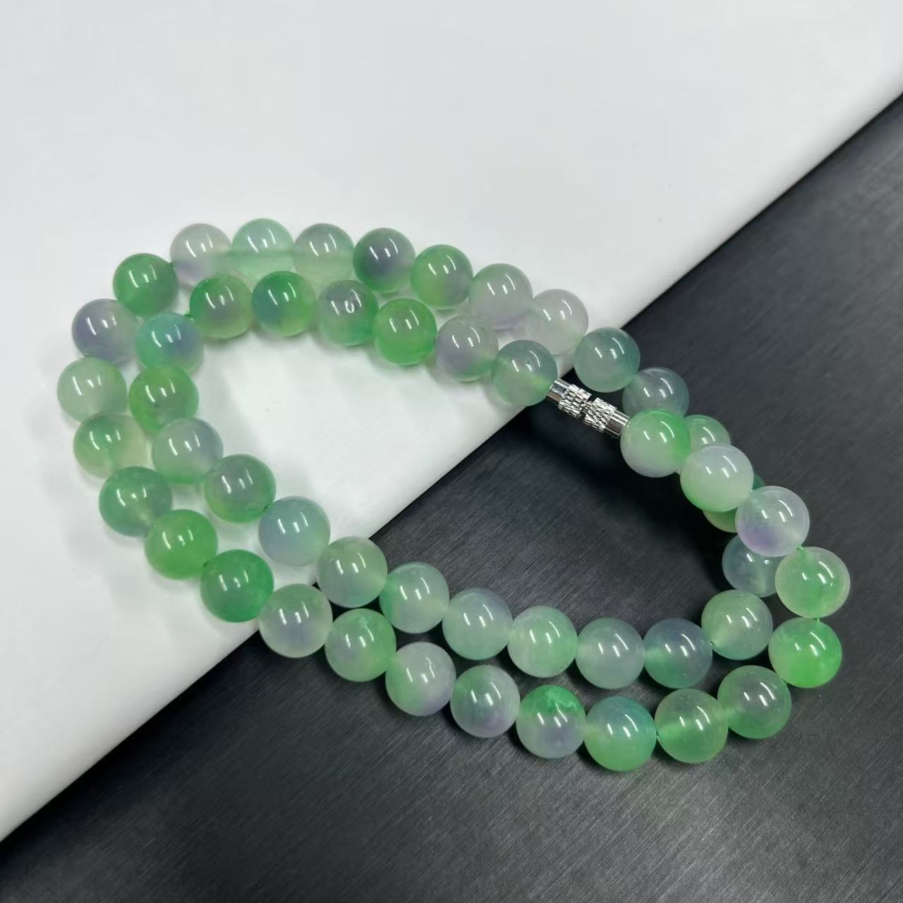 A562紫绿妈妈链10mm手链百搭