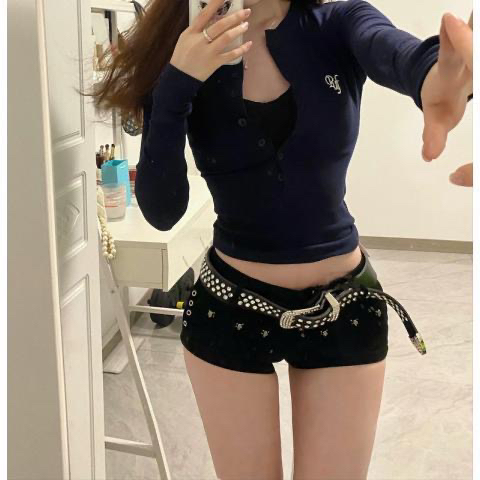 古着做旧春季黑色修身百搭显瘦低腰长裤厚款水洗牛仔裤韩版性感