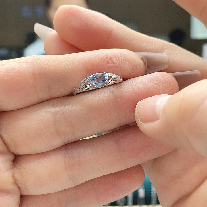 海蓝宝石戒圈银S925镶嵌