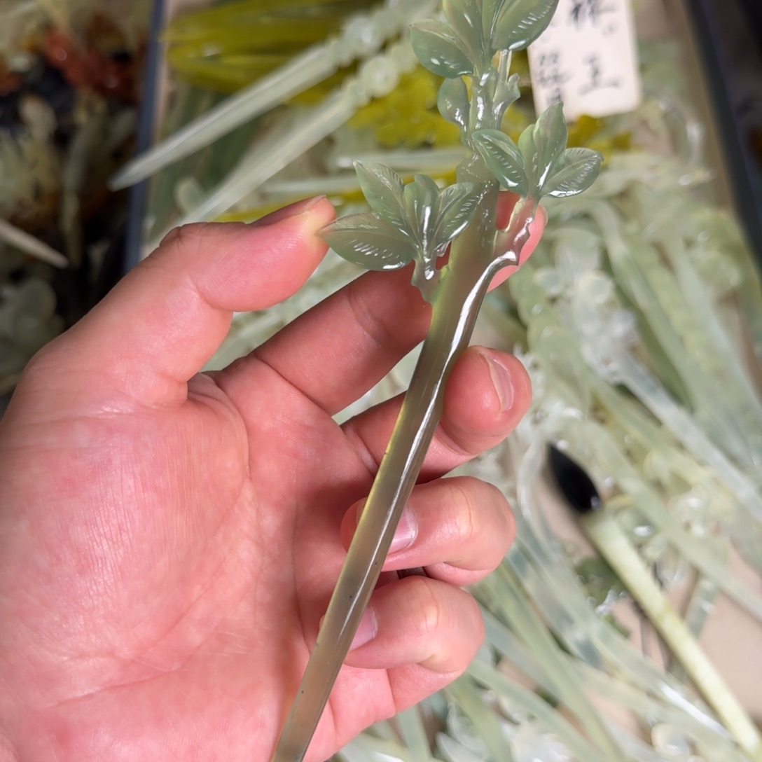 岫玉发饰未镶嵌明君玉簪就是好看 