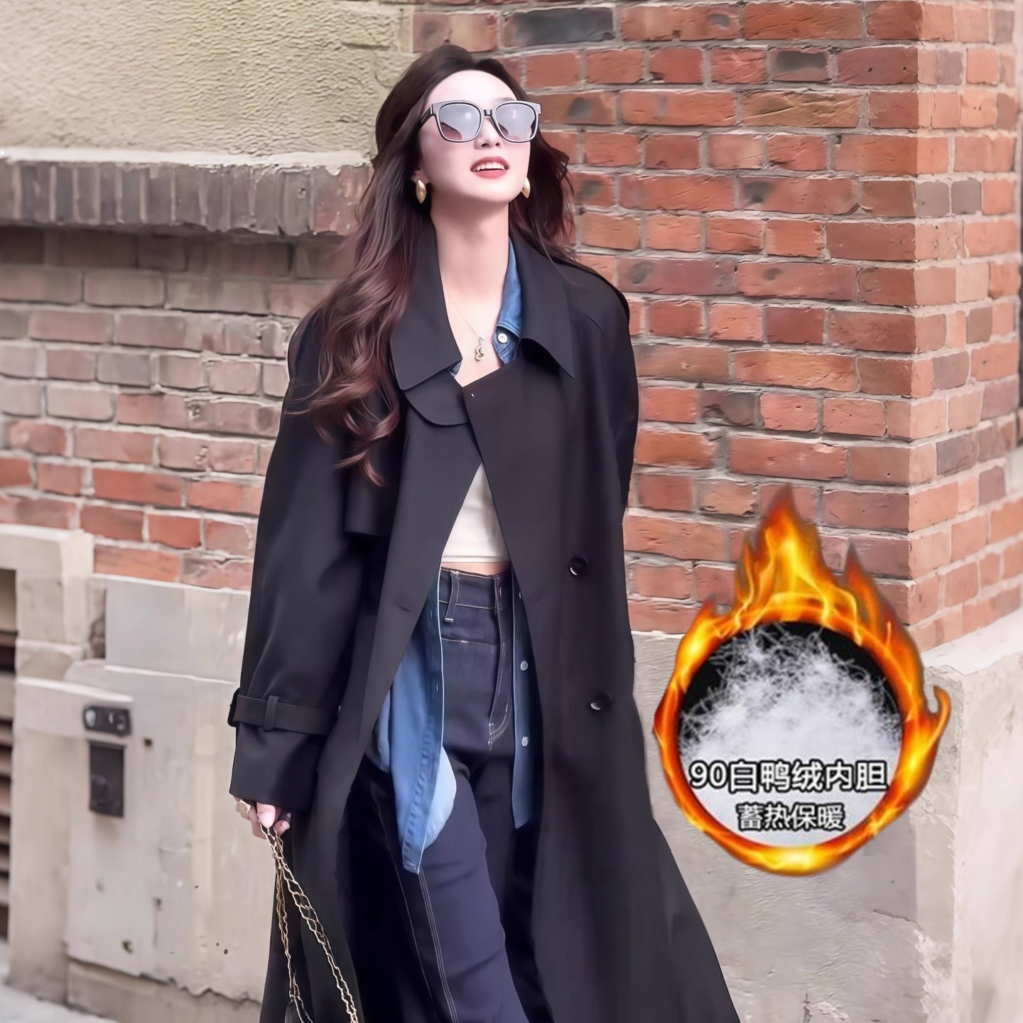 高级感羽绒内胆风衣外套女2025冬季新款韩系气质中长款过膝羽绒服