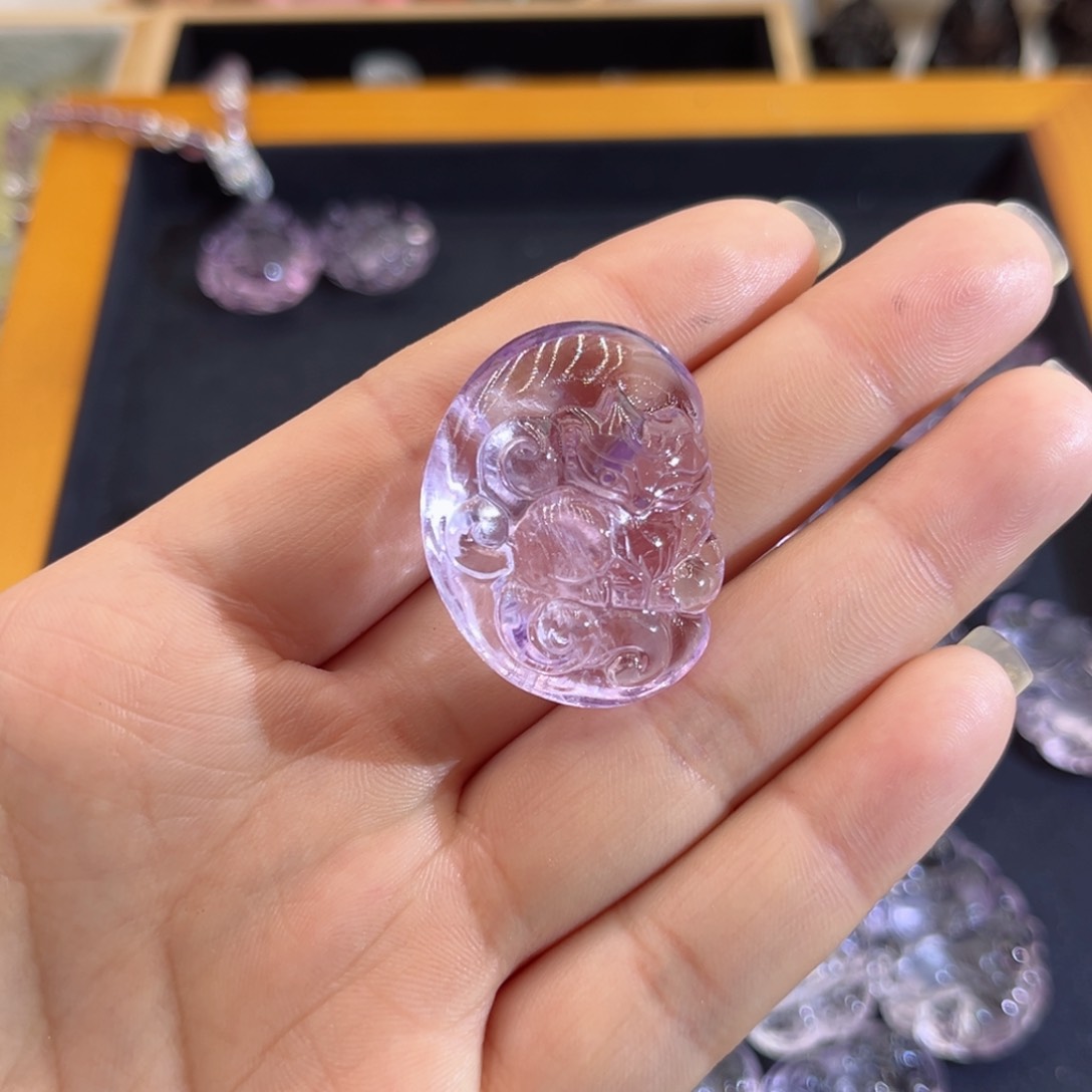 水晶颈饰银S925镶嵌?***?紫水九尾57