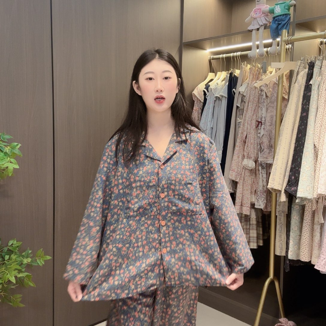 棉Ullala蓝色碎花L码25273