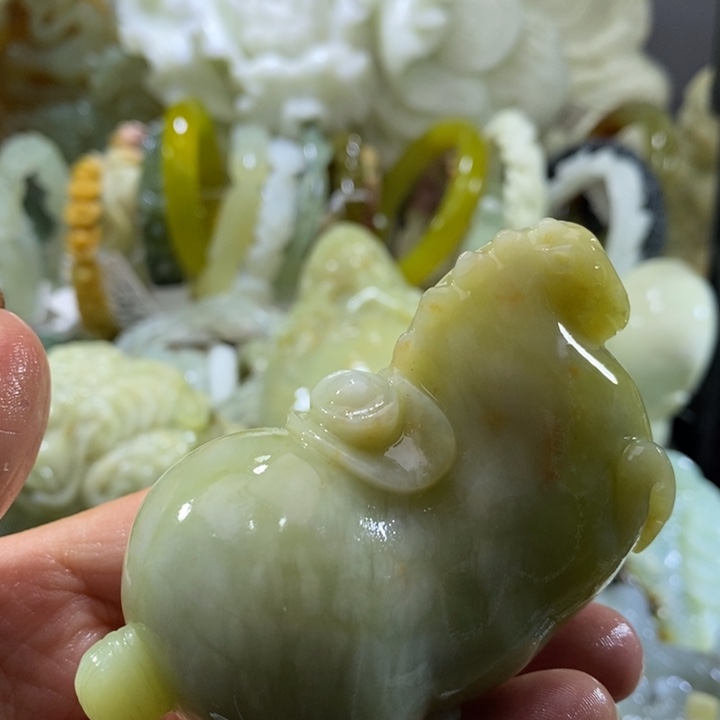 岫玉未镶嵌岫玉手把唐马