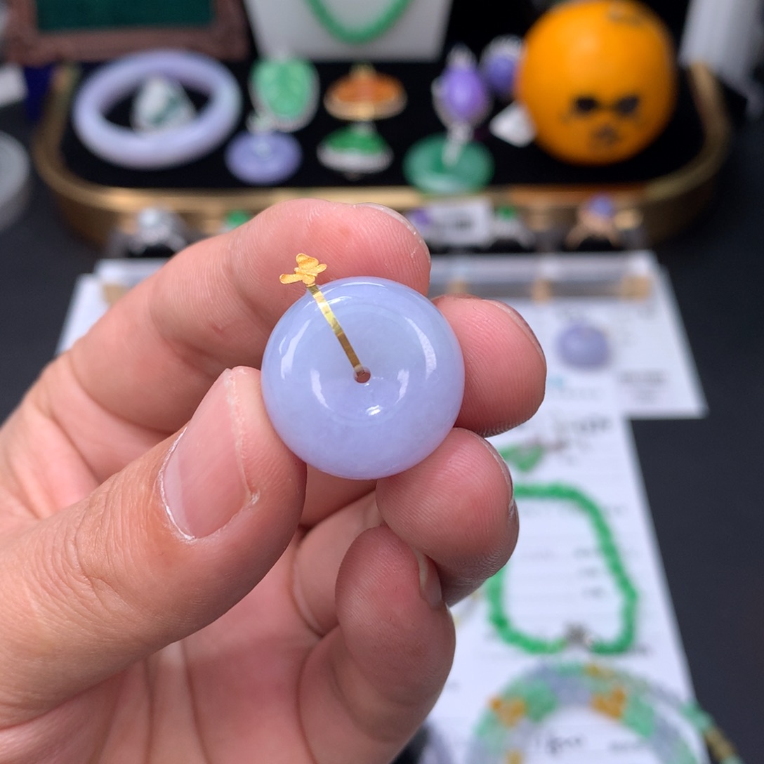 翡翠18K金镶嵌颈饰48小时鉴赏期退货不扣服务费