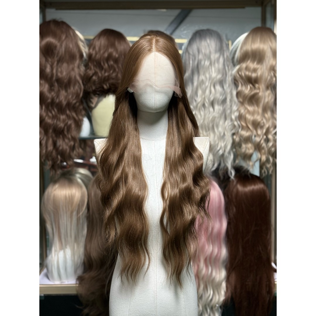 大蕾丝假发女前额手钩蕾丝隐形逼真进口丝仿真人发丝全头套款假发