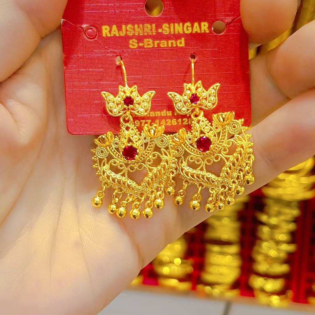 铜合金耳饰 zirapusun 金店同款黄金色民族风耳环