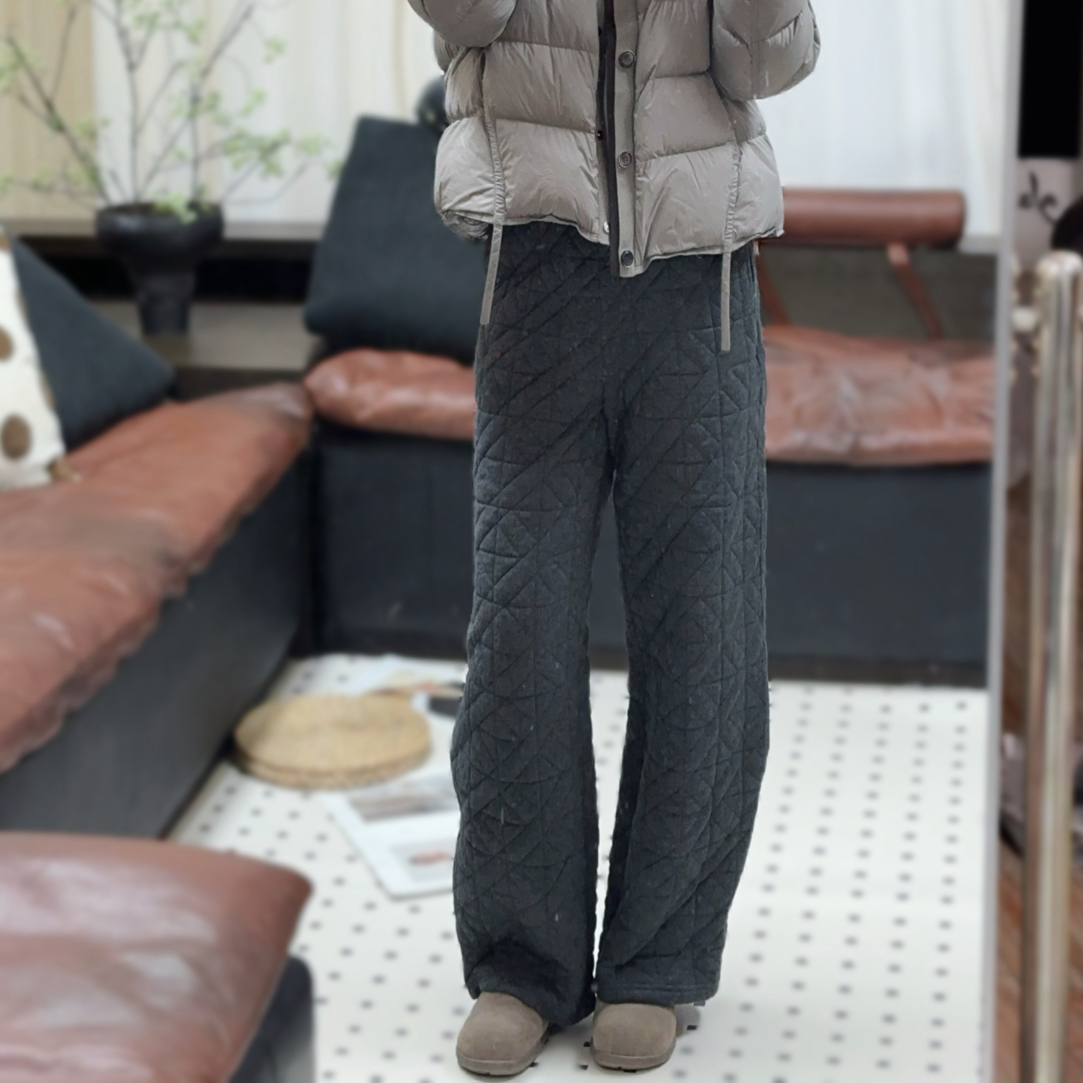 【美含推荐】小众新款压格加厚直筒裤