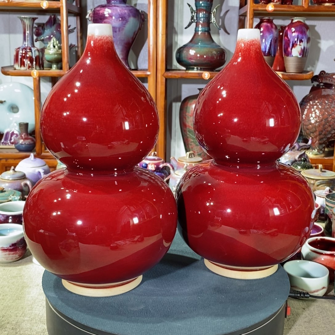 摆件一对  神垕镇原产地钧瓷！