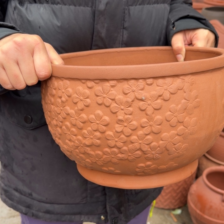 花盆紫砂口30高19宜兴紫砂粗糙正常