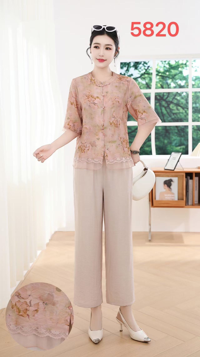 2025爆款国风新中式天丝麻小衫凉快透气显瘦妈妈装