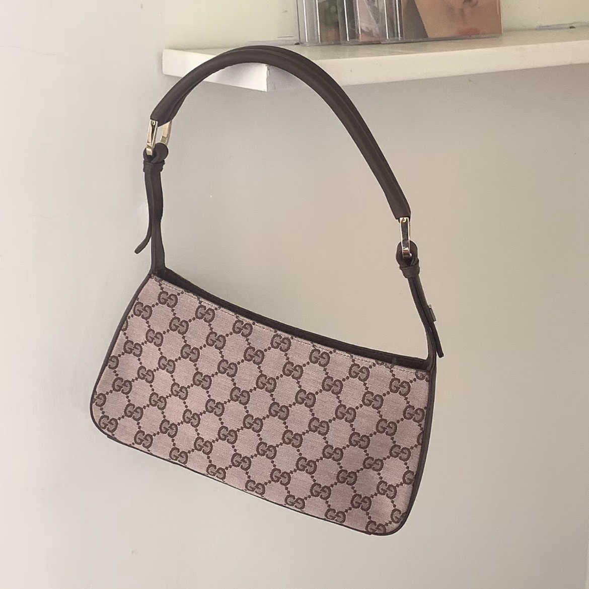 95新 GUCCI/古驰 Gucci粉色单肩麻将包