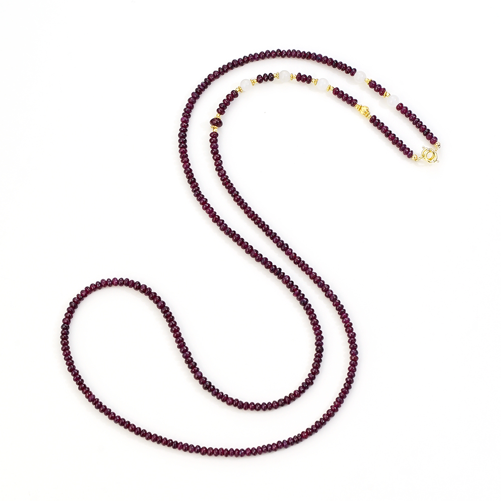 孤品18K金无烧红宝石百搭链（60公分）46673