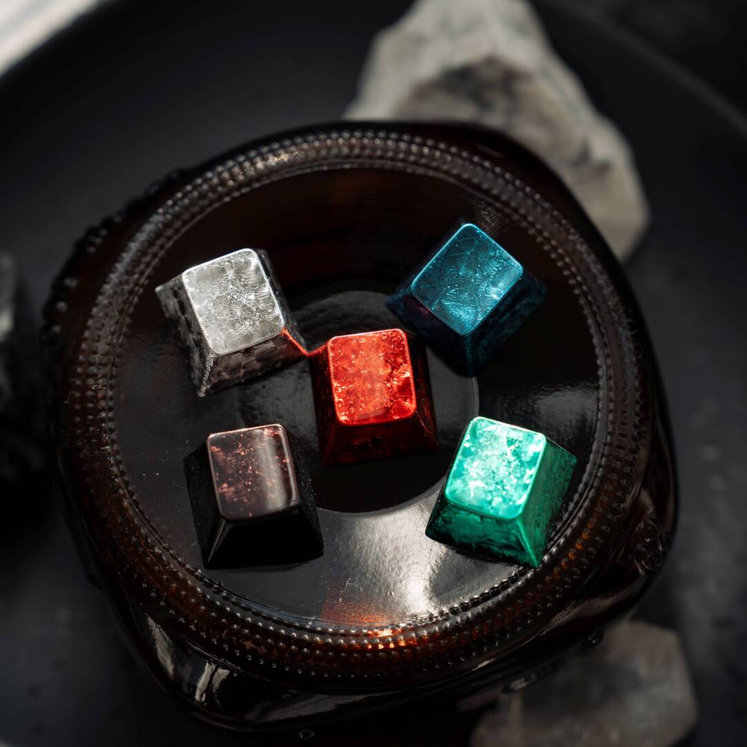 边界外设玄晶无刻键帽冰花冰晶PBT国风原厂高度1.7厚度个性化DIY