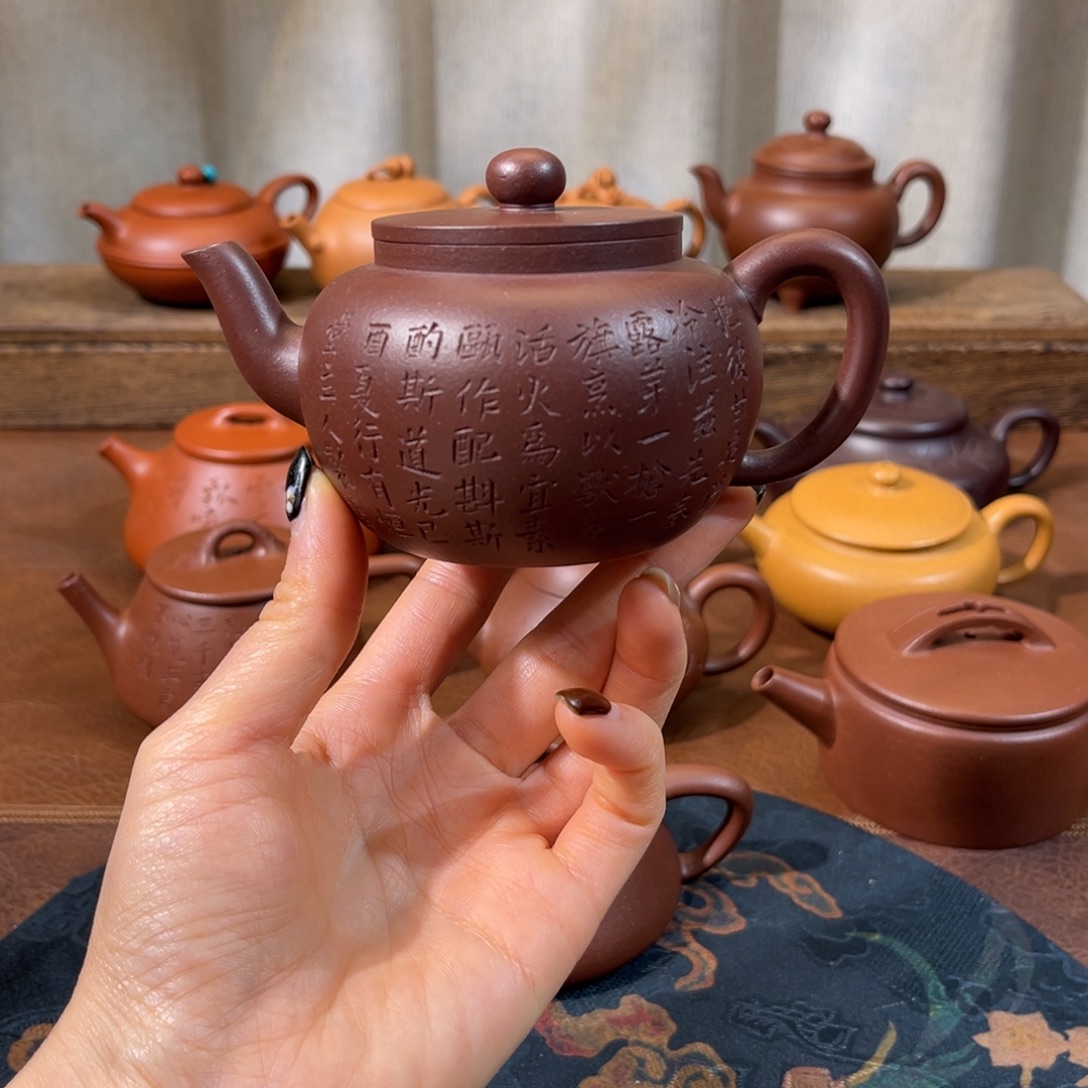 紫砂茶壶200cc平盖莲子