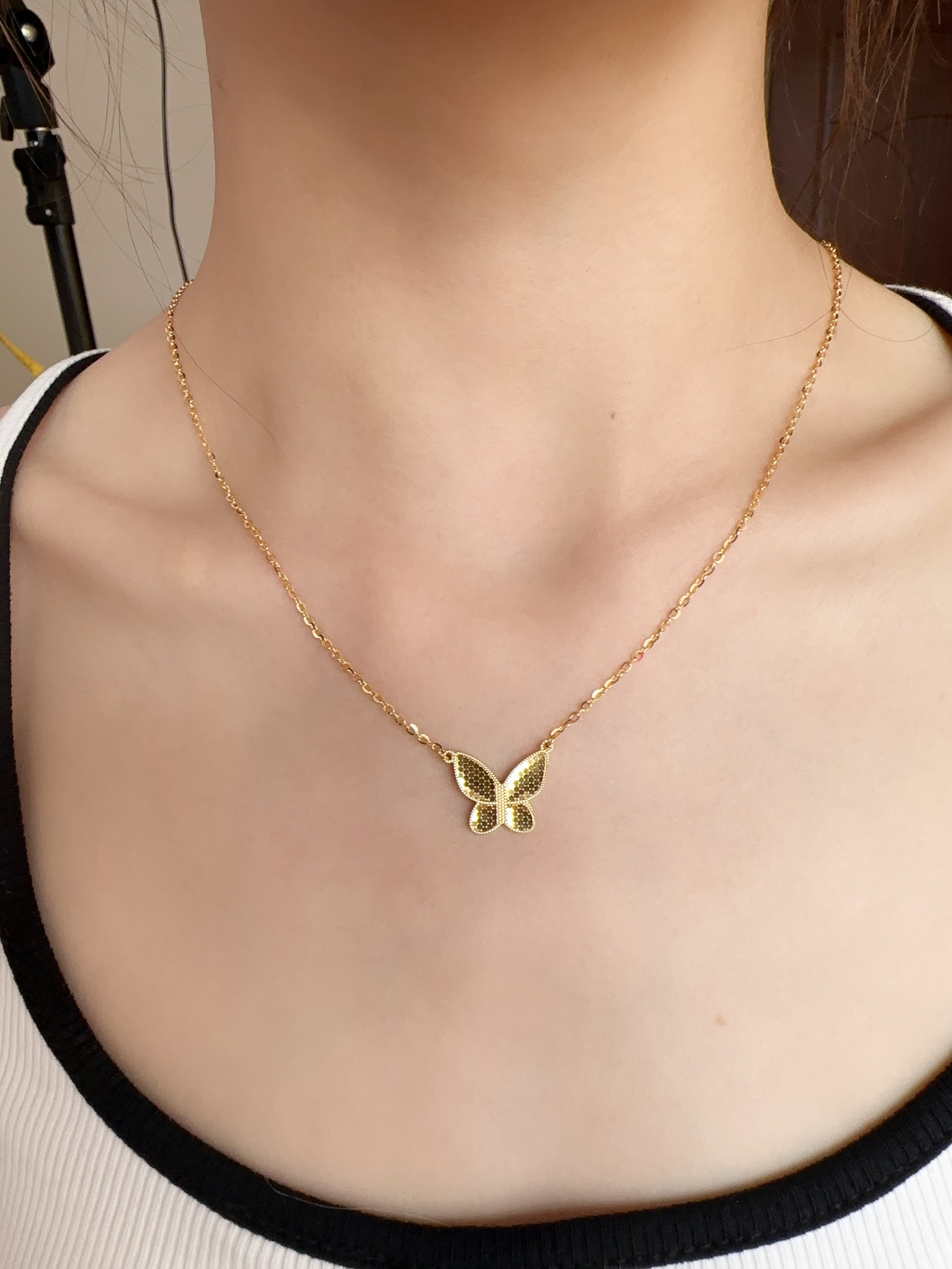 吊坠足银 经典碎冰冰蝴蝶套链