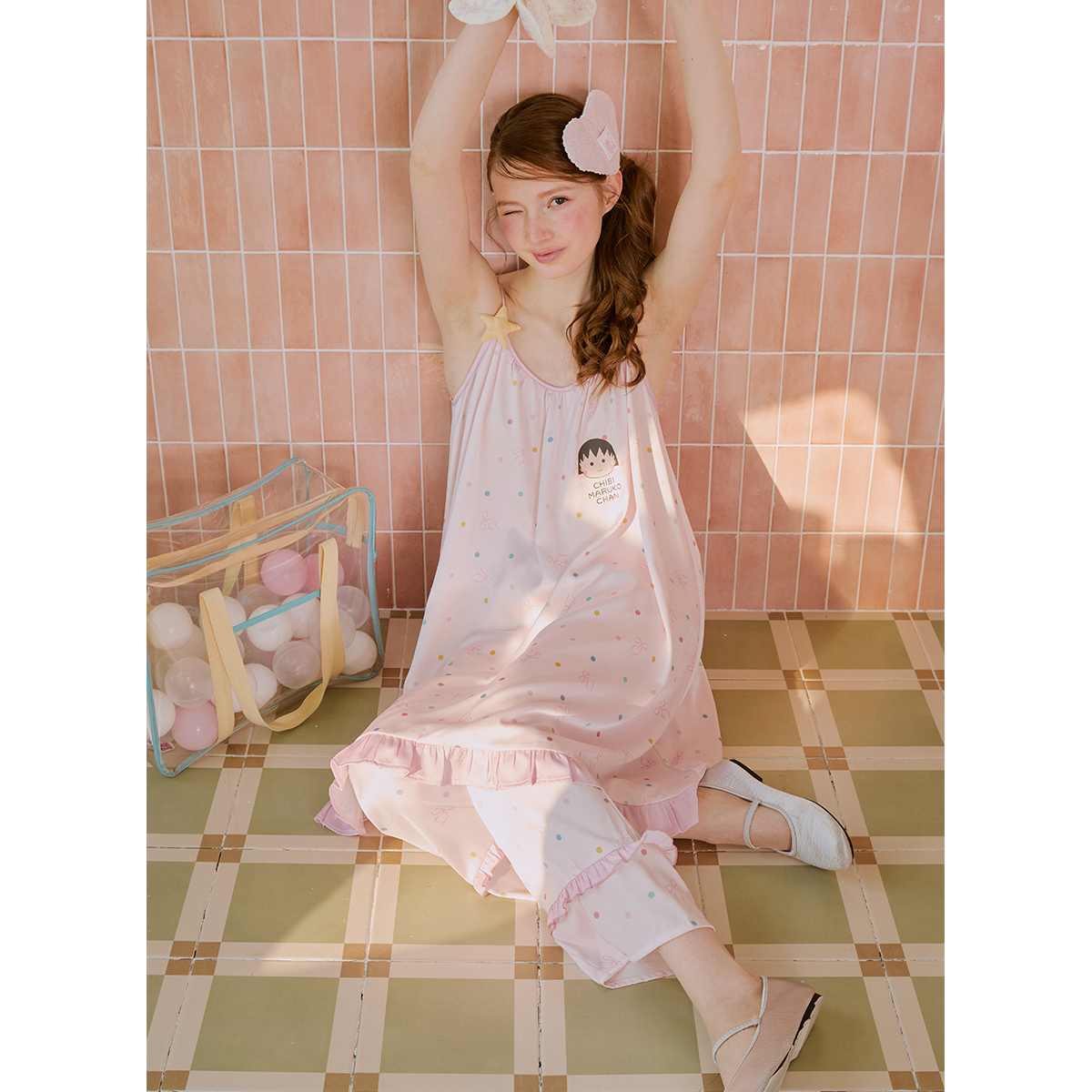 Gukoo/果壳睡衣夏季波点睡裙甜美樱桃小丸子卡通无袖826221030602
