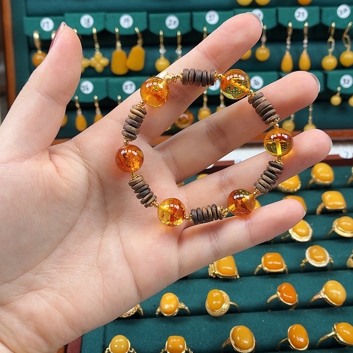 琥珀未镶嵌手串花珀diy手串