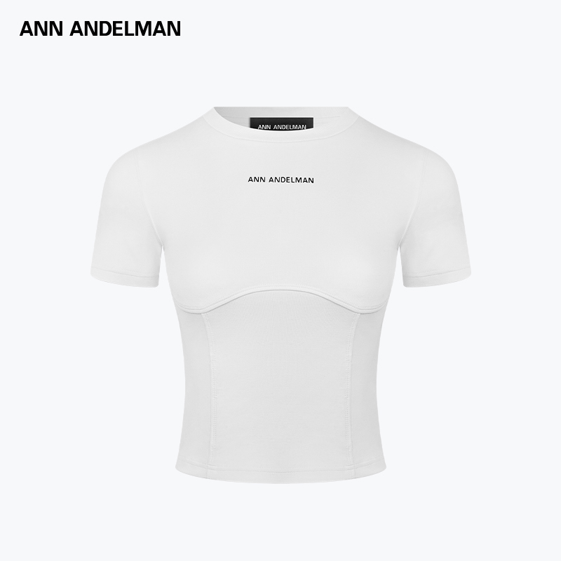 ANN ANDELMAN 25秋冬 时尚设计休闲修身正肩鱼骨线短T恤