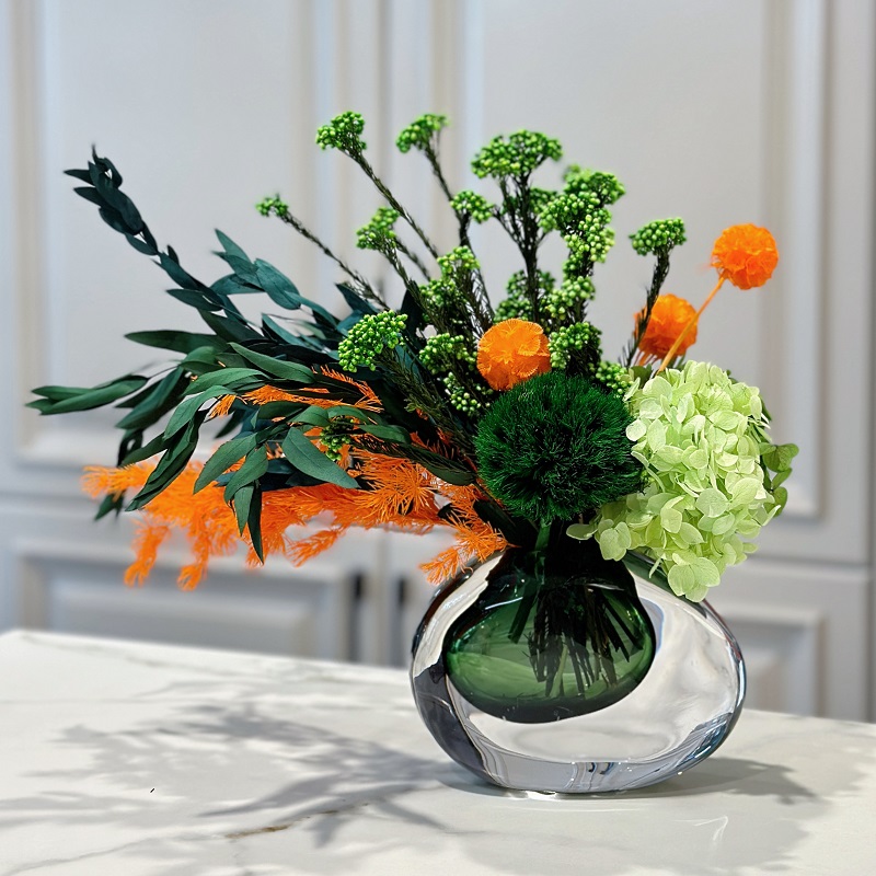 【青屿时光】轻奢品质永生花茶几餐厅办公室永生花摆件新中式玄关