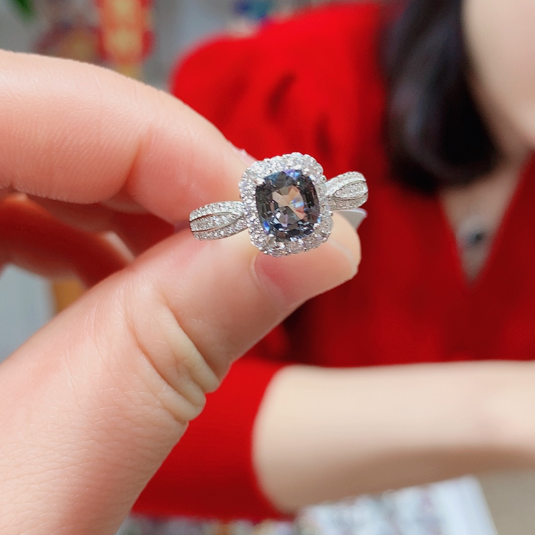 尖晶石戒指银S925镶嵌