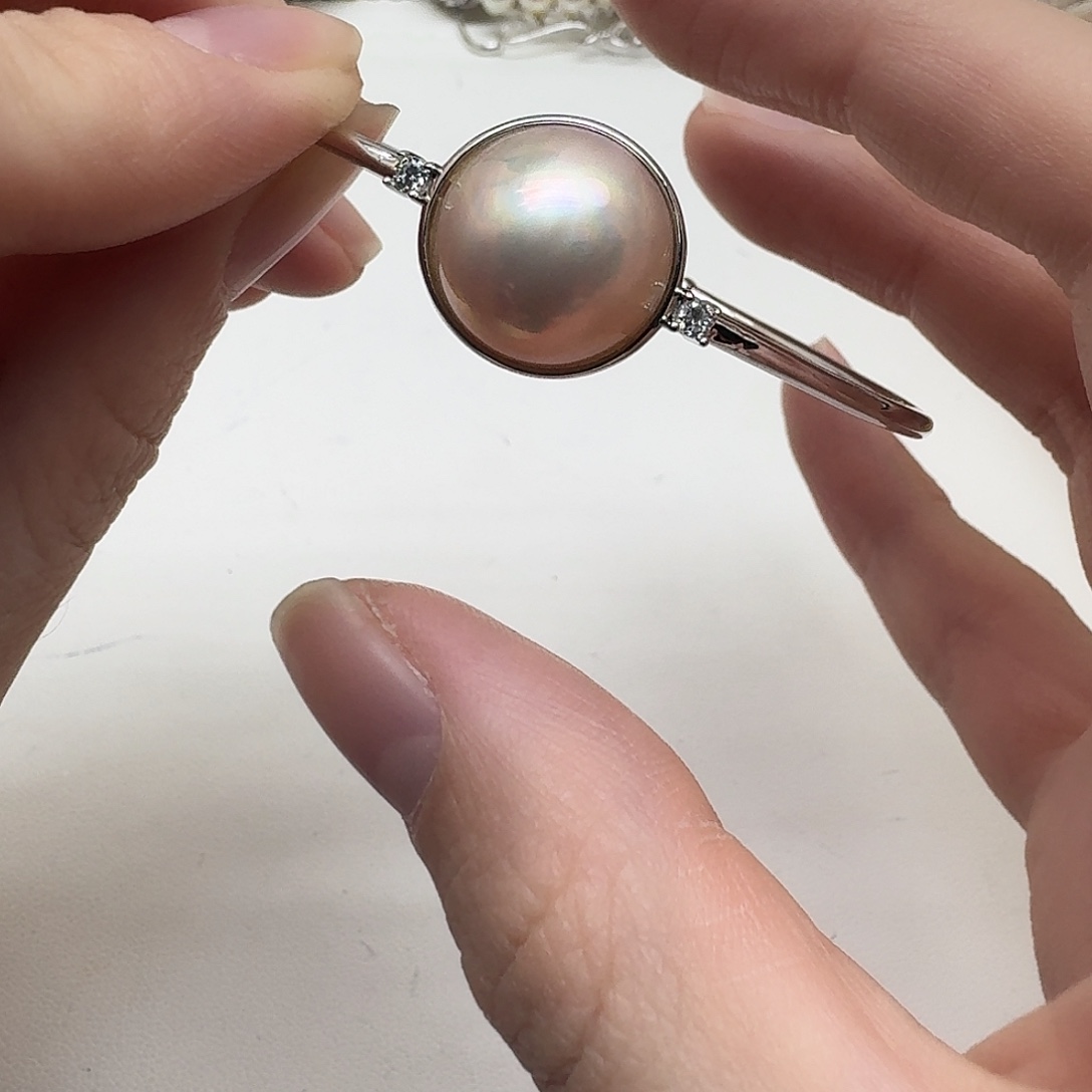 手镯拼合珍珠（马贝珠）银S925镶嵌