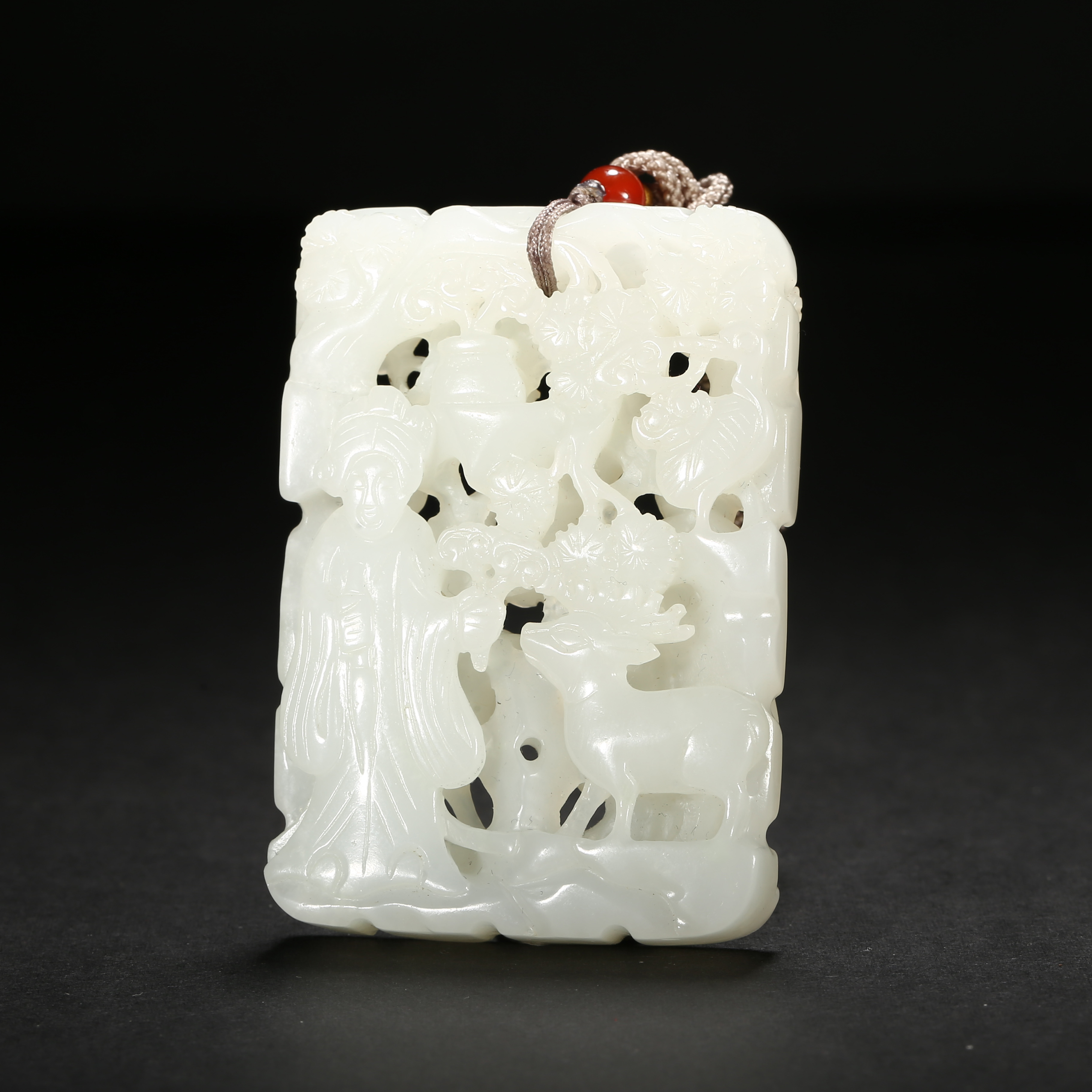 清代*何姑献寿白玉牌/ALJ10251028039/和田玉【北京文博】