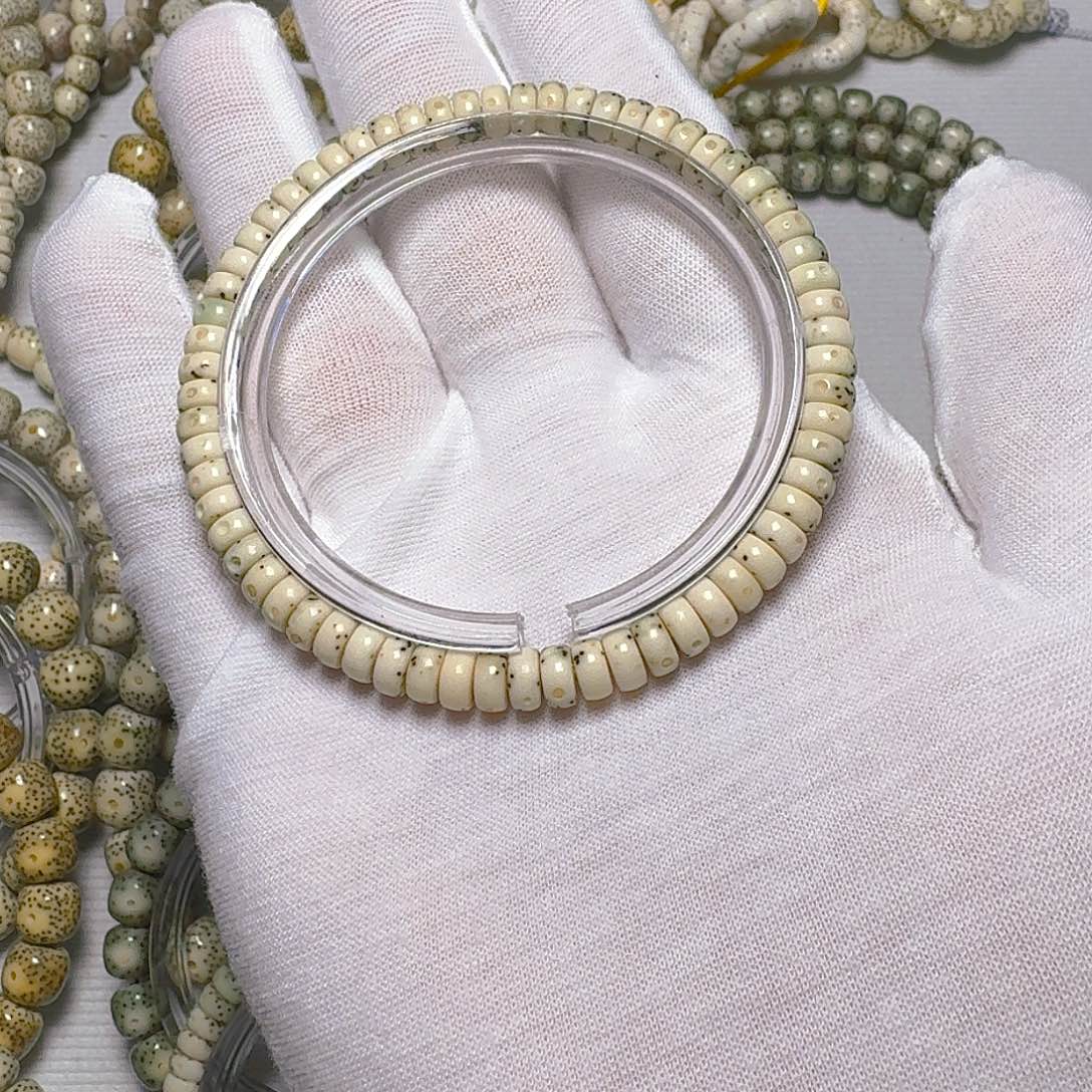 手串星月菩提原生态石玉料月留白药片单圈卡6