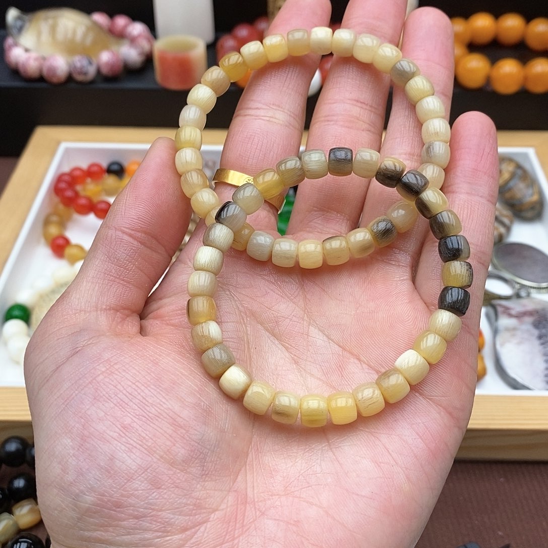 驼骨手串/手链黑驴蹄全蜜色骨串