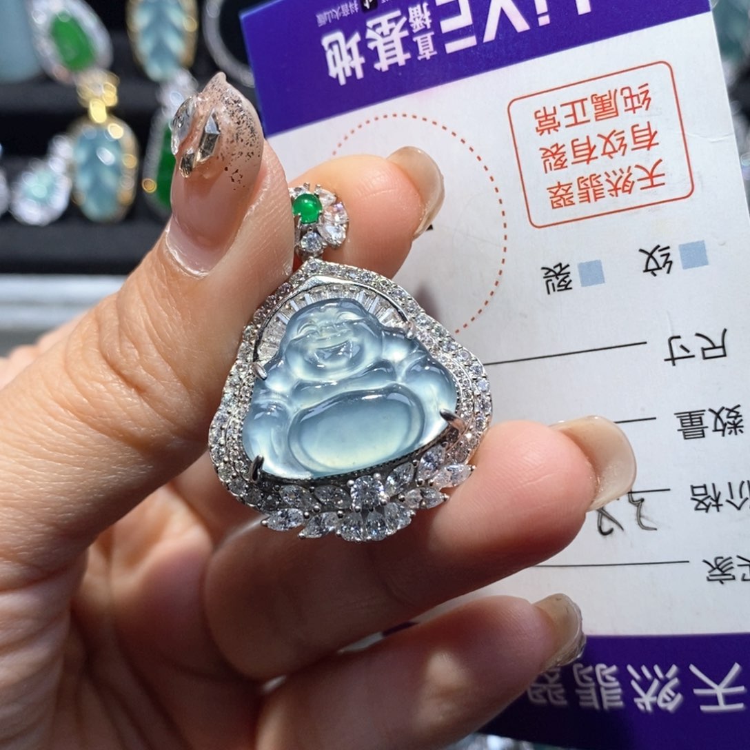 翡翠项链银S925镶嵌翡翠
