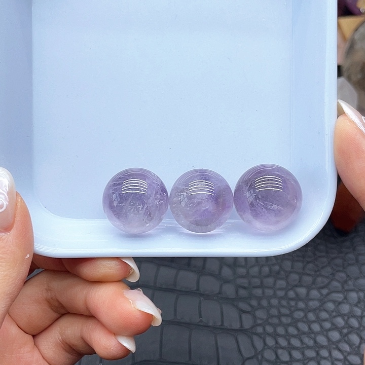 水晶珠宝半成品未镶嵌7紫水2cm三颗