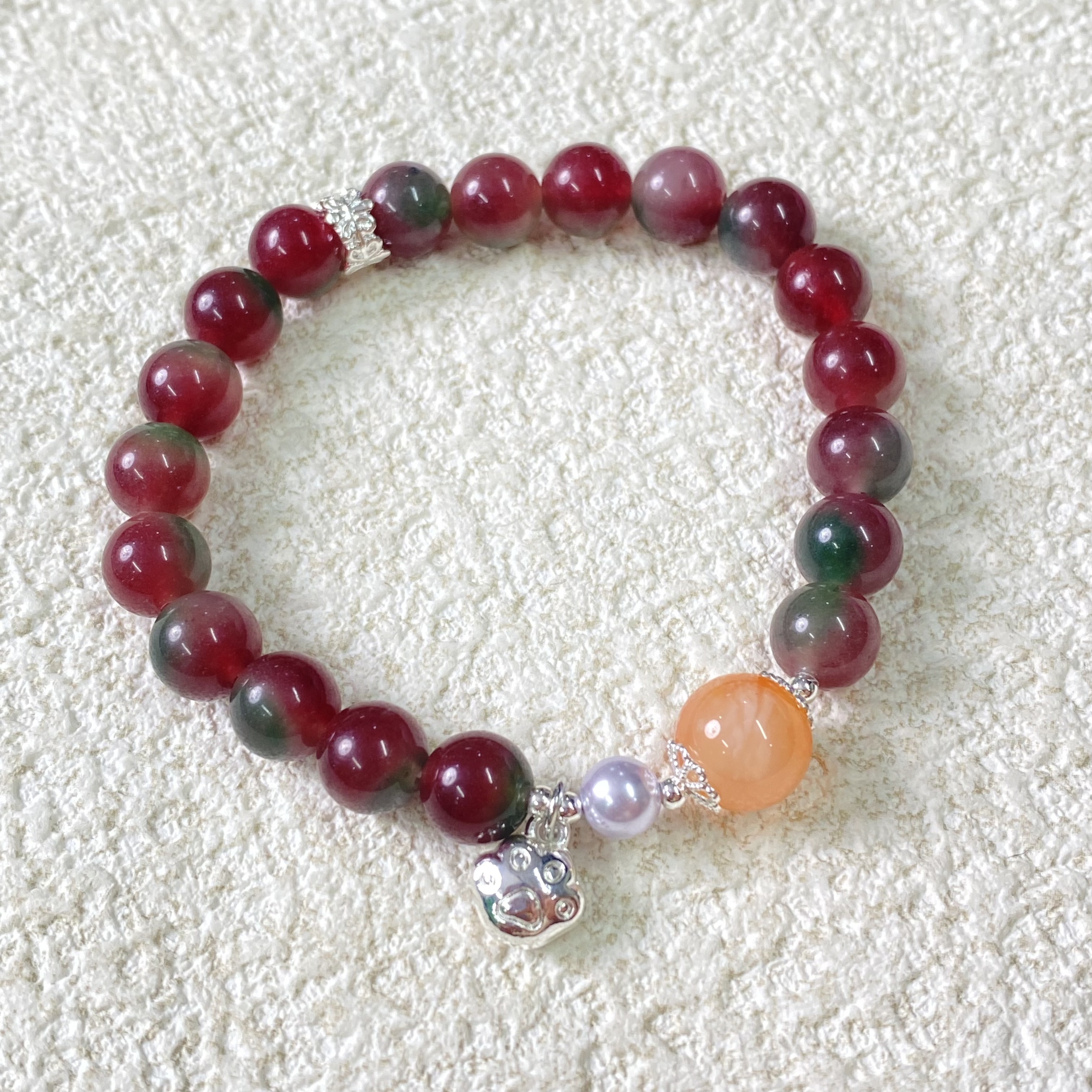 [大胖优选]1573设计师款8m孔雀玛瑙单圈简约多样性发其一不带礼盒