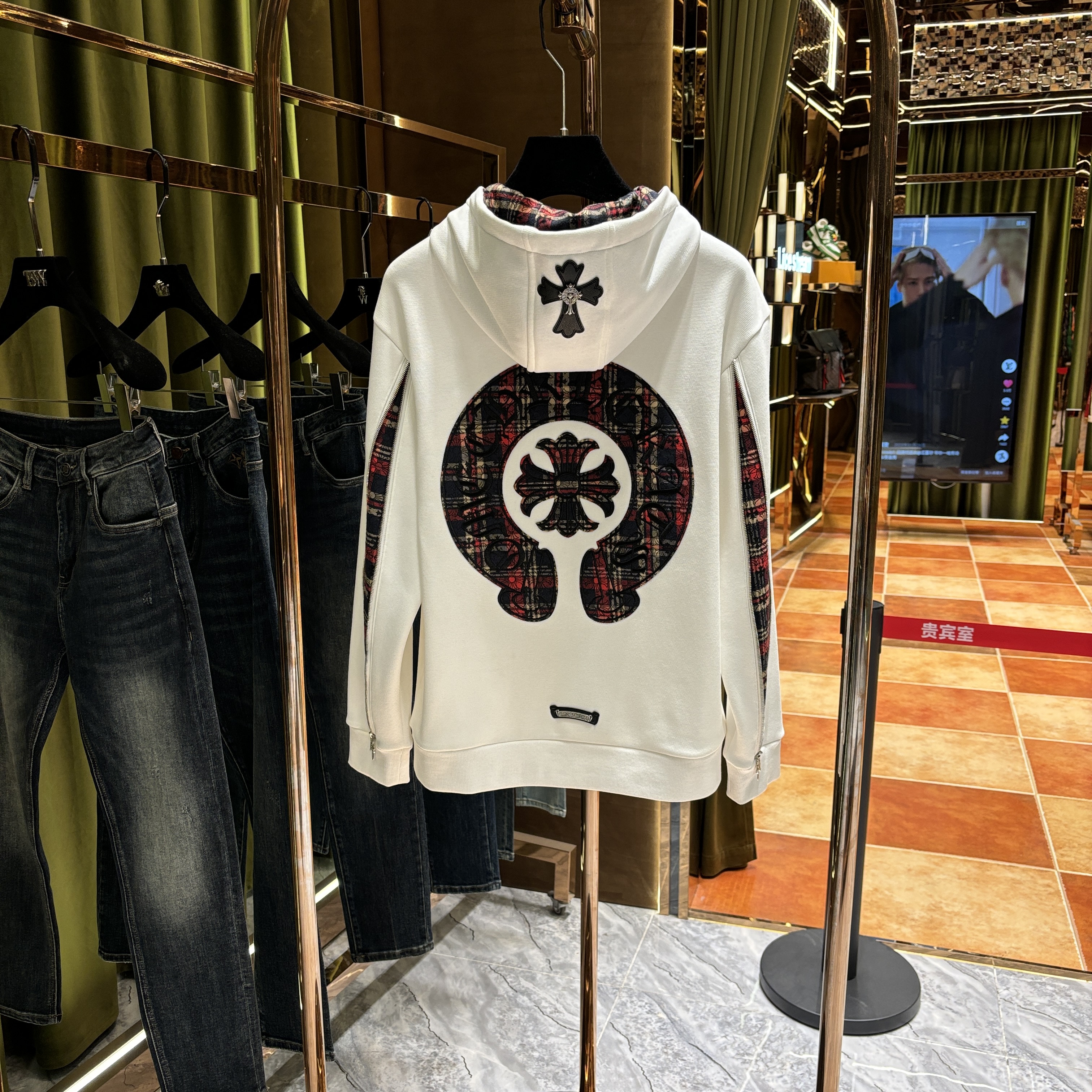 x【灼灼专属】新款加绒卫衣秋冬新品重工刺绣连帽卫衣88848