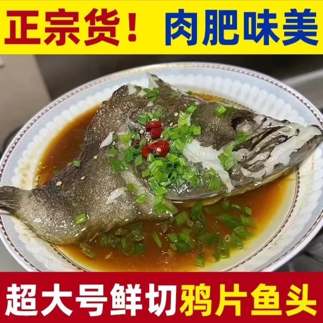新鲜鲽鱼头深海鱼鱼头特大号海鲜水产冷冻 顺丰江包邮