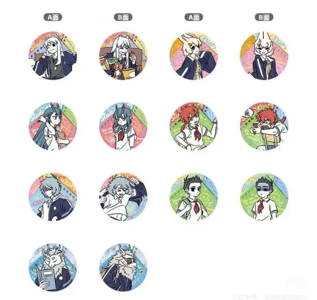 正版【非人哉】今天也要上学系列光栅马口徽章盲盒