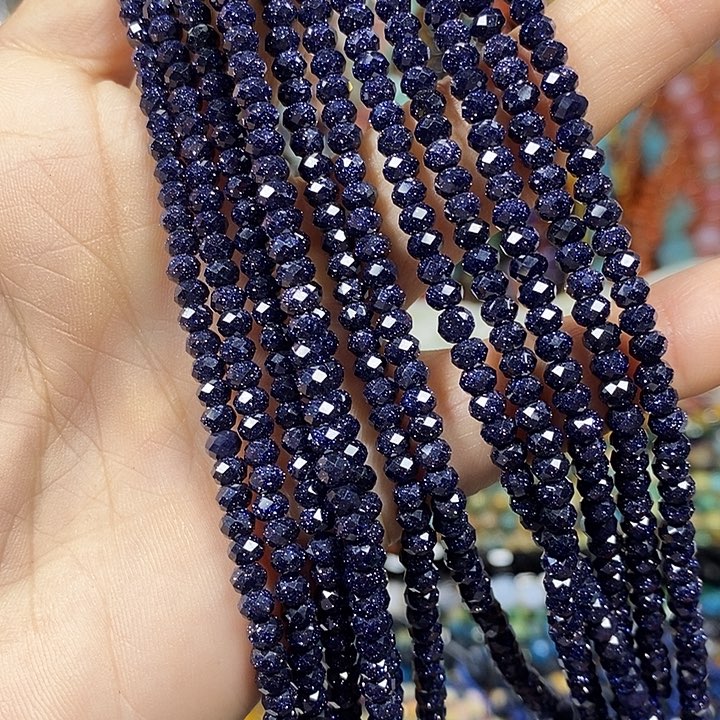 玛瑙/玉髓未镶嵌珠宝半成品蓝沙切面车轮卡4mm